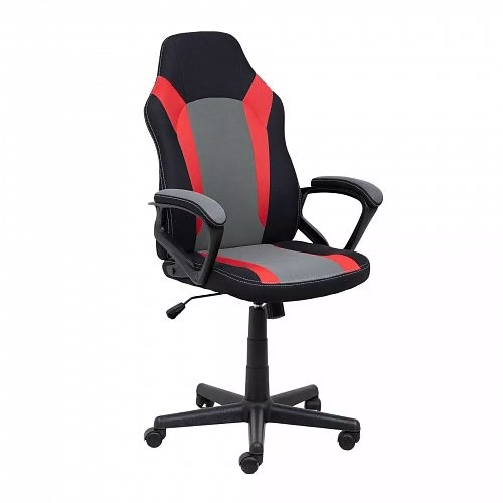 Кресло поворотное FLAVIY, ткань, черный/серый/красный
